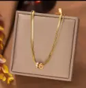 Dual Ring Charm Gold Necklace