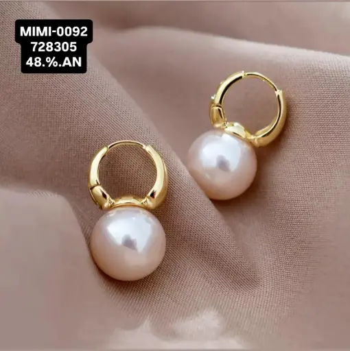 Golden Pearl Hoop Drops